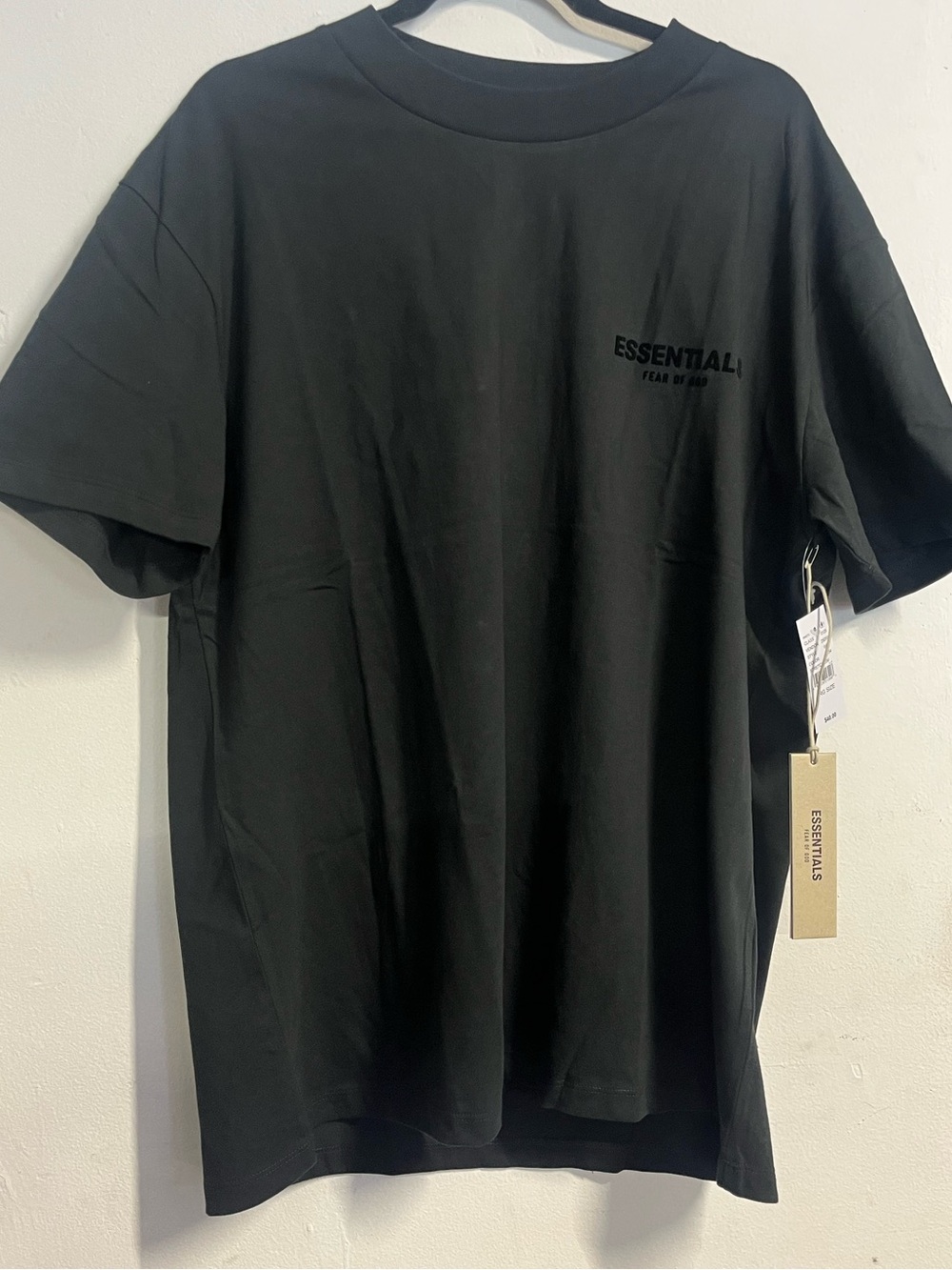 ESSENTIALS Black Short Sleeve Stretch Limo Logo Tee